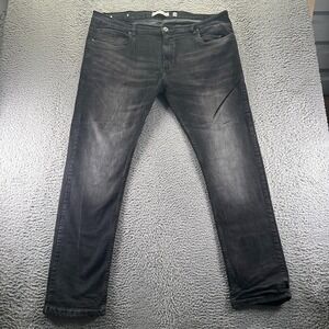 Evolution Jeans Mens 44x34 Black Cotton Denim Straight Faded Workwear Stretch